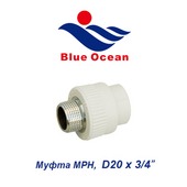 Пластиковая труба и фитинги Муфта МРН Blue Ocean D20х3/4