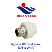 Пластиковая труба и фитинги Муфта МРН под ключ Blue Ocean D75х2*1/2