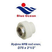 Пластиковая труба и фитинги Муфта МРВ под ключ Blue Ocean D75х2*1/2