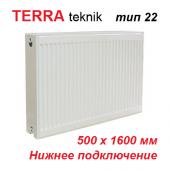 Стальной радиатор Terra teknik тип 22 VK 500х1600 (3088 Вт, нижнее подключение)